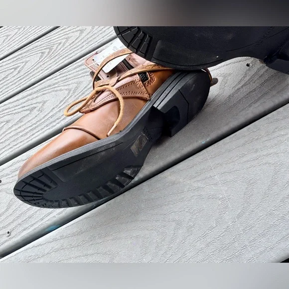 Bunker Sara Moto Boots Womens 9.5 Brown Leather Wrap Strap Combat - Picture 9 of 11